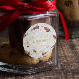 Adesivo Redondo Notas de Música de Natal Violin Elegant