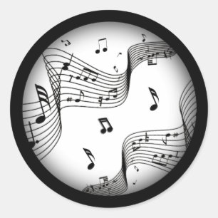 Adesivo Redondo Notas de música em branco