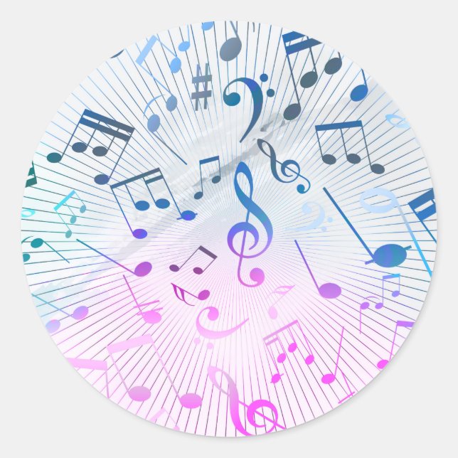 Adesivo Redondo Notas Musicais (Frente)
