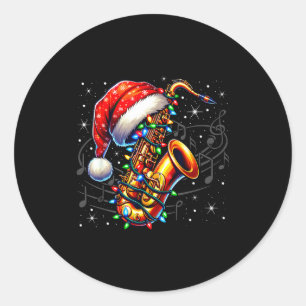 Adesivo Redondo Notas Musicais Clave de Sol Natal Saxofone Jazz M