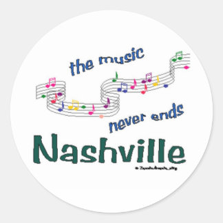 Adesivo Redondo Notas Musicais de Nashville