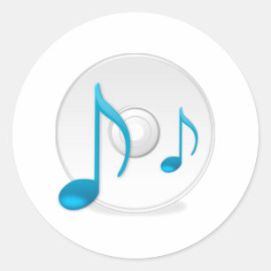 Adesivo Redondo Notas musicais em CD