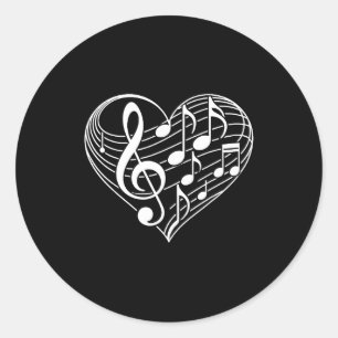 Adesivo Redondo Notas Musicais em Forma de Coração Dia dos Namorad