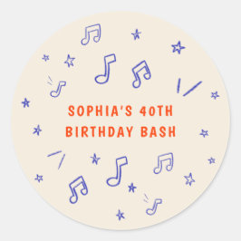 Adesivo Redondo Notas Musicais Ilustrações Desenhadas à Mão 40º An