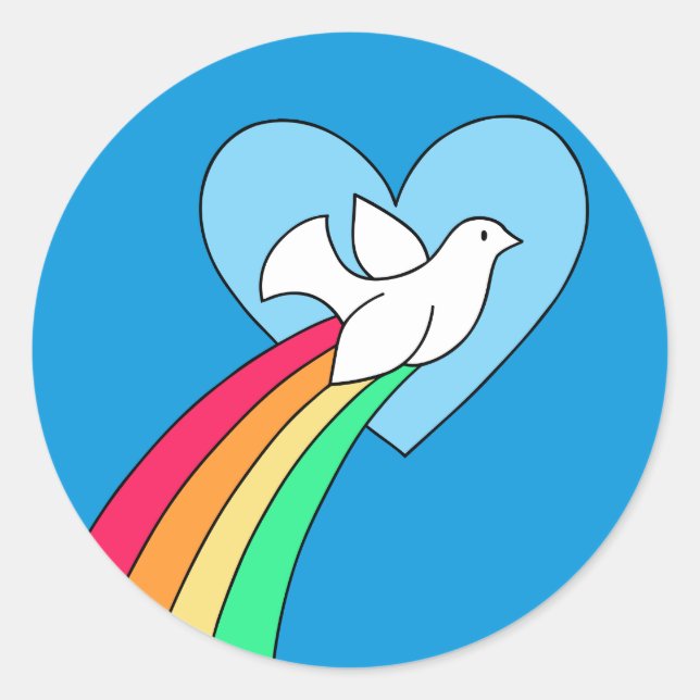 Adesivo Redondo Notebook Doodles Peace & Love Rainbow Dove Sticker (Frente)