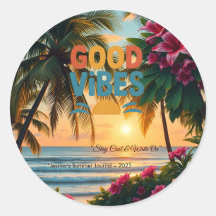 Adesivo Redondo Notebook tropical Summer Vibes