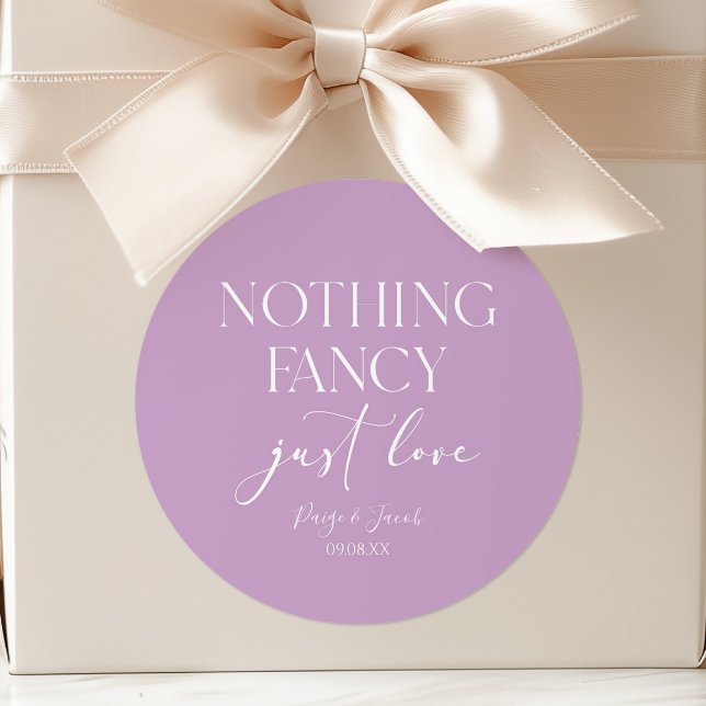 Adesivo Redondo Nothing Fancy Just Love Minimalist Casual Wedding (Criador carregado)