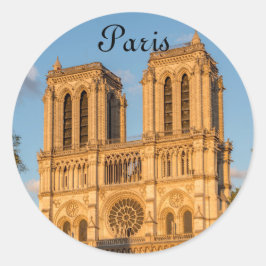 Adesivo Redondo Notre Dame de Paris na hora do Ouro - Paris, Franç