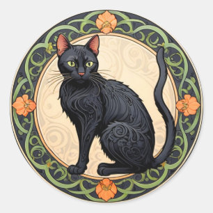 Adesivo Redondo Nouveau Black Cat