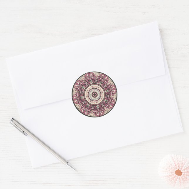 Adesivo Redondo Nouveau Floral Mandala (Envelope)