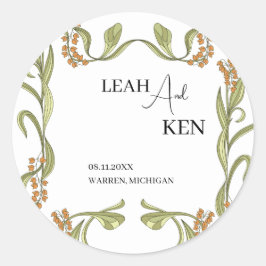 Adesivo Redondo Nouveau Flower Wedding