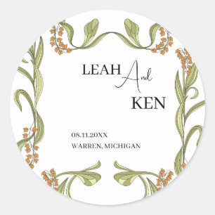 Adesivo Redondo Nouveau Flower Wedding