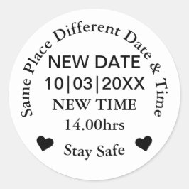 Adesivo Redondo Nova data de casamento simples