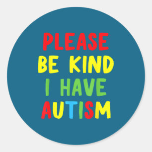 Adesivo Redondo Nova divertida conscientização sobre autismo por f