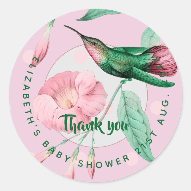 Adesivo Redondo Nova Foto Do Bebê Obrigado Cartões Orçamento Moder (Frente)