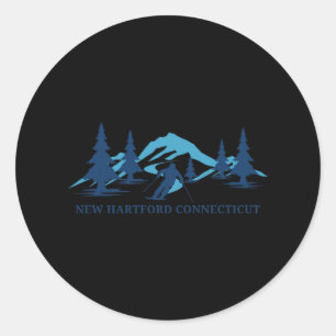 Adesivo Redondo Nova Hartford Connecticut Ski Resort Skiier