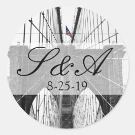 Adesivo Redondo Nova Iorque Brooklyn Bridge Wedding