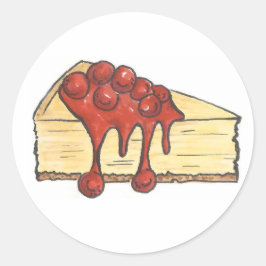 Adesivo Redondo Nova Iorque Cherry Cheesecake Cake Slice