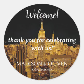 Adesivo Redondo Nova Iorque de boas-vindas Skyline