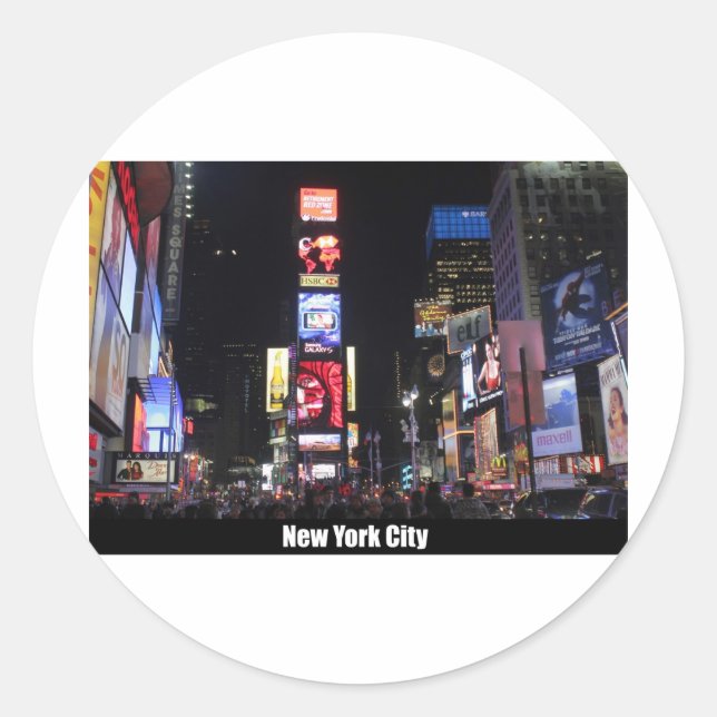 Adesivo Redondo Nova Iorque de Times Square (Frente)