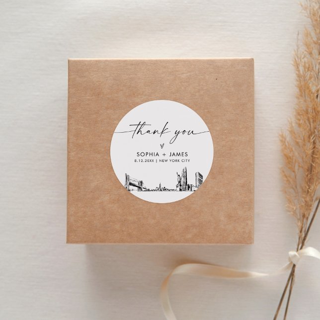 Adesivo Redondo Nova Iorque Obrigado Favor 3" (folha 6) (Criador carregado)