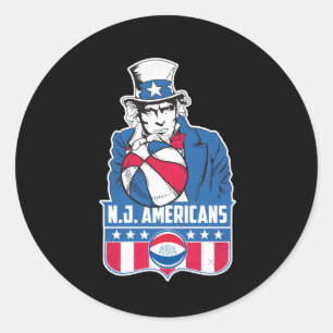 Adesivo Redondo Nova Jersey Americanos Basquete Tio Sam
