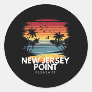 Adesivo Redondo Nova Jersey Point Pleasant Surfboard Surfing Vinta
