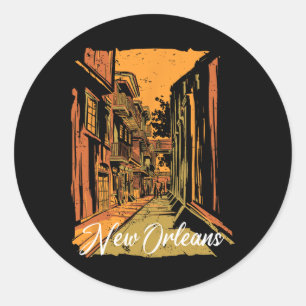 Adesivo Redondo Nova Orleans Bourbon Street Lembrança Quarto Franc