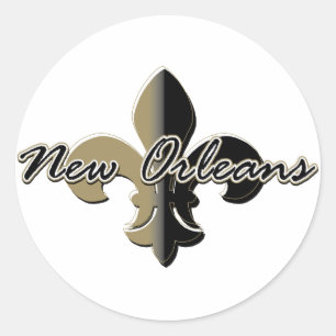Adesivo Redondo Nova Orleans Fleur de lis bk/gd