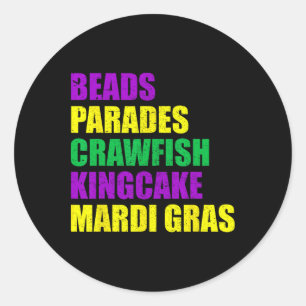 Adesivo Redondo Nova Orleans Mardi Gras Miçangas Paradas Crawfish