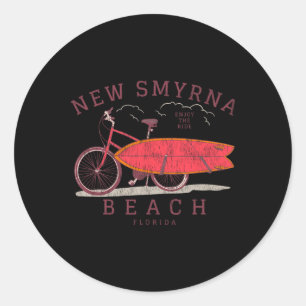 Adesivo Redondo Nova Praia de Smyrna, Fl Verão em Vacações Surfe