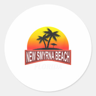 Adesivo Redondo Nova Praia Smyrna Flórida - Férias na Praia -