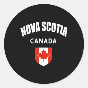 Adesivo Redondo Nova Scotia Canadá Bandeira Canadense Hiking Acamp