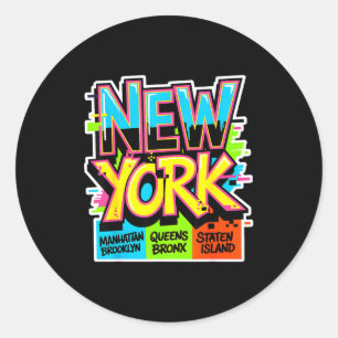Adesivo Redondo nova york cidade skyline bronx queens manhattan es