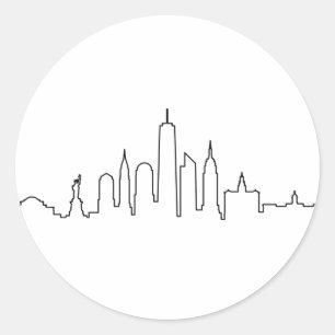 Adesivo Redondo NOVA YORK NYC Manhatten EUA City Skyline Silhouett