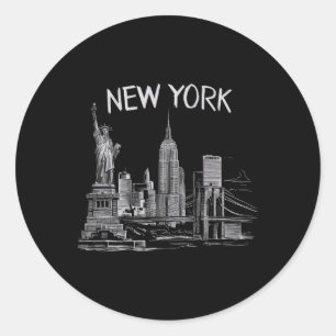 Adesivo Redondo Nova York Para Homens Mulheres Ny Cidade Vintage U
