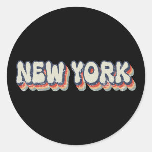 Adesivo Redondo Nova York Retro Anos 80 Cidade Cromada 