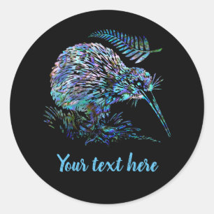 ADESIVO REDONDO NOVA ZEALAND KIWI PAUA ROUND STICKER PERSONALIZÁV