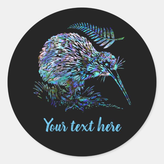 ADESIVO REDONDO NOVA ZEALAND KIWI PAUA ROUND STICKER PERSONALIZÁVE (Frente)