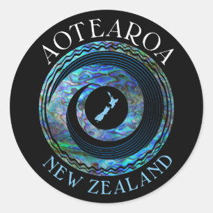 ADESIVO REDONDO NOVA ZEALAND KORU MAP PAUA