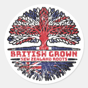Adesivo Redondo Nova Zelândia Uk Reino Unido British Tree Roots
