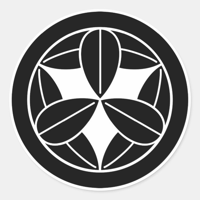 Adesivo Redondo Nove folhas de bambu em círculo (Frente)