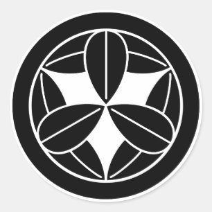 Adesivo Redondo Nove folhas de bambu no círculo