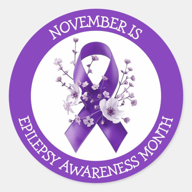 Adesivo Redondo November is Epilepsy Awareness Month (Frente)