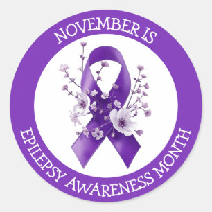 Adesivo Redondo Novembro é o Mês de Conscientização sobre Epilepsi
