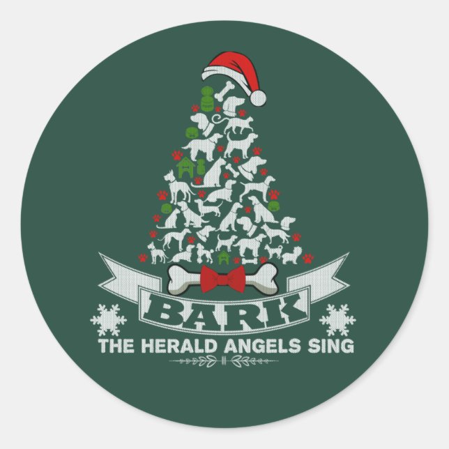 Adesivo Redondo Novidade do Cão de Natal do latido (Frente)