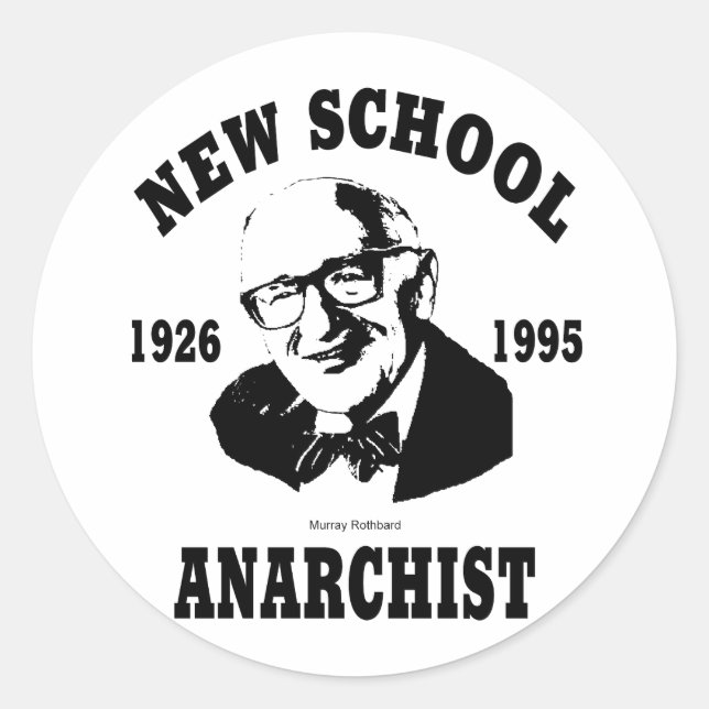 Adesivo Redondo Novo Anarquista — Murray Rothbard (Frente)