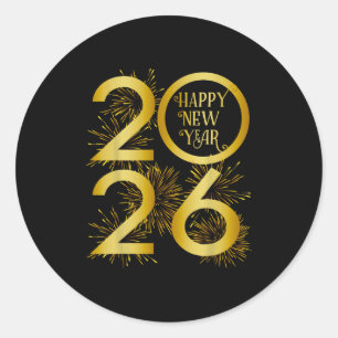 Adesivo Redondo Novo ano de 2026 Fireworks - Feliz ano novo 2026