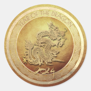 Adesivo Redondo Novo Ano Do Dragão 2024 Sq