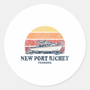 Adesivo Redondo Novo Barco Richey Fl Vintage 70s Barco retrô